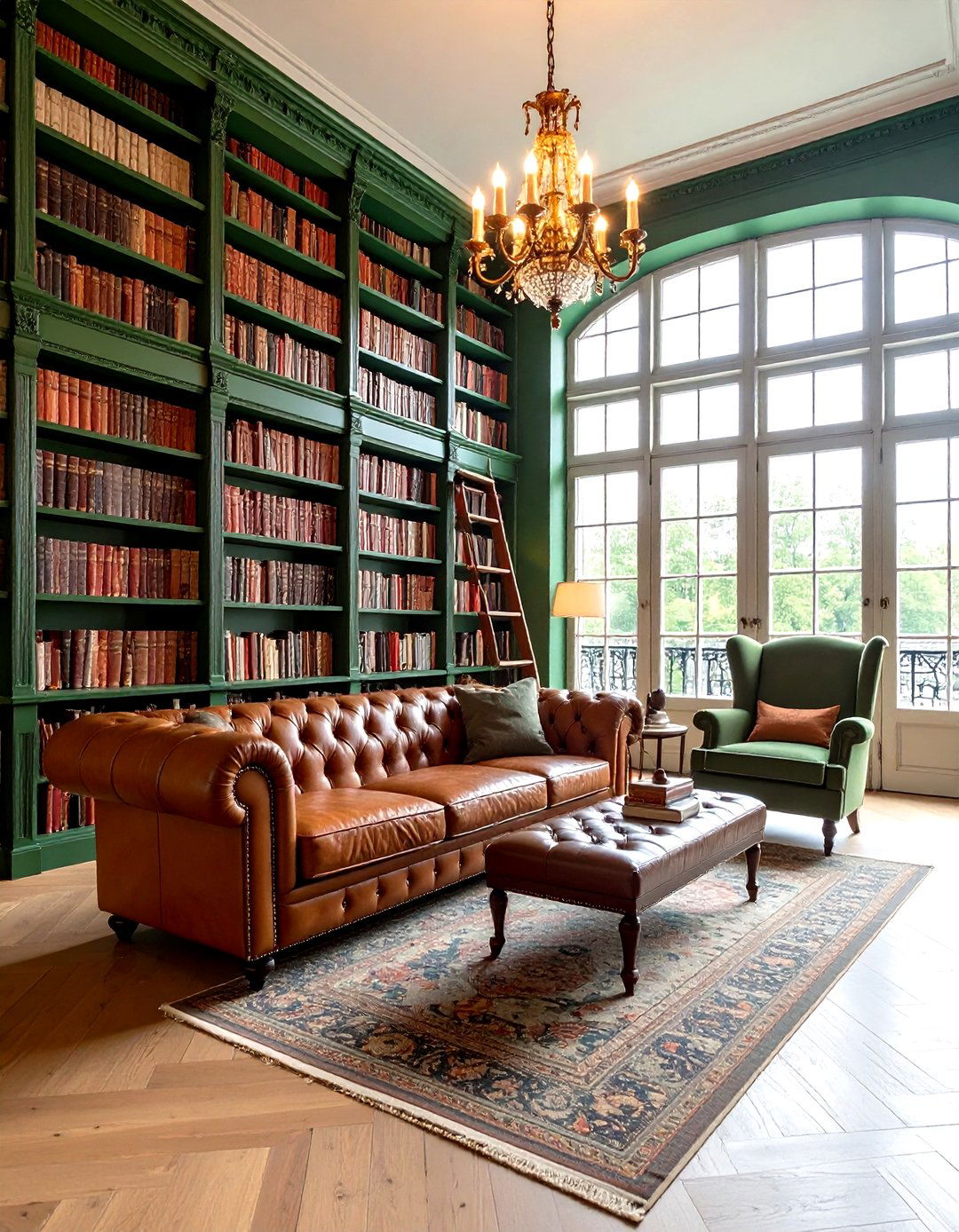 Parisian Style Living Room with Library Salon Atmosphere - 20 Parisian-style Living Room Ideas