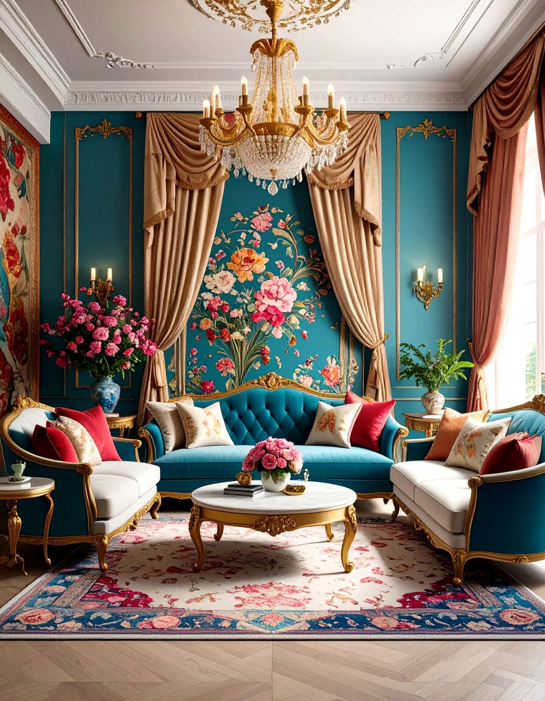 Parisian Style Living Room with Textile Luxury Focus - 20 Parisian-style Living Room Ideas