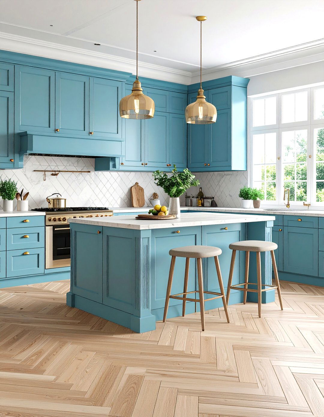 Parquet Pattern Kitchens With Wood Floors - 20 Kitchens With Wood Floors