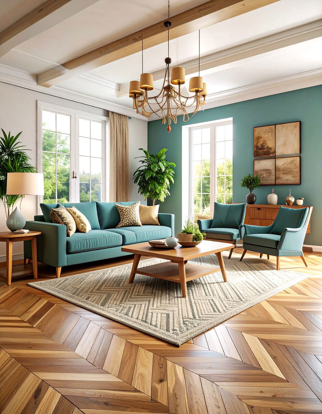 Parquet Pattern Living Room Flooring - 20 Living Room Flooring Ideas