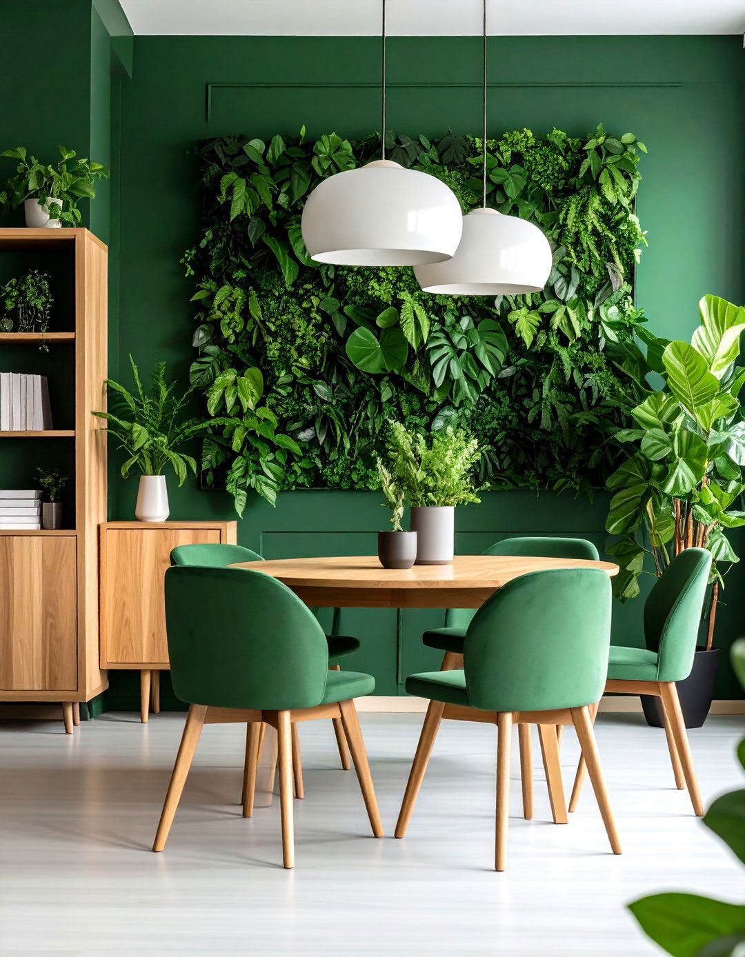 Partitioned Open Plan Green Dining Room Zones - 20 Green Dining Room Ideas