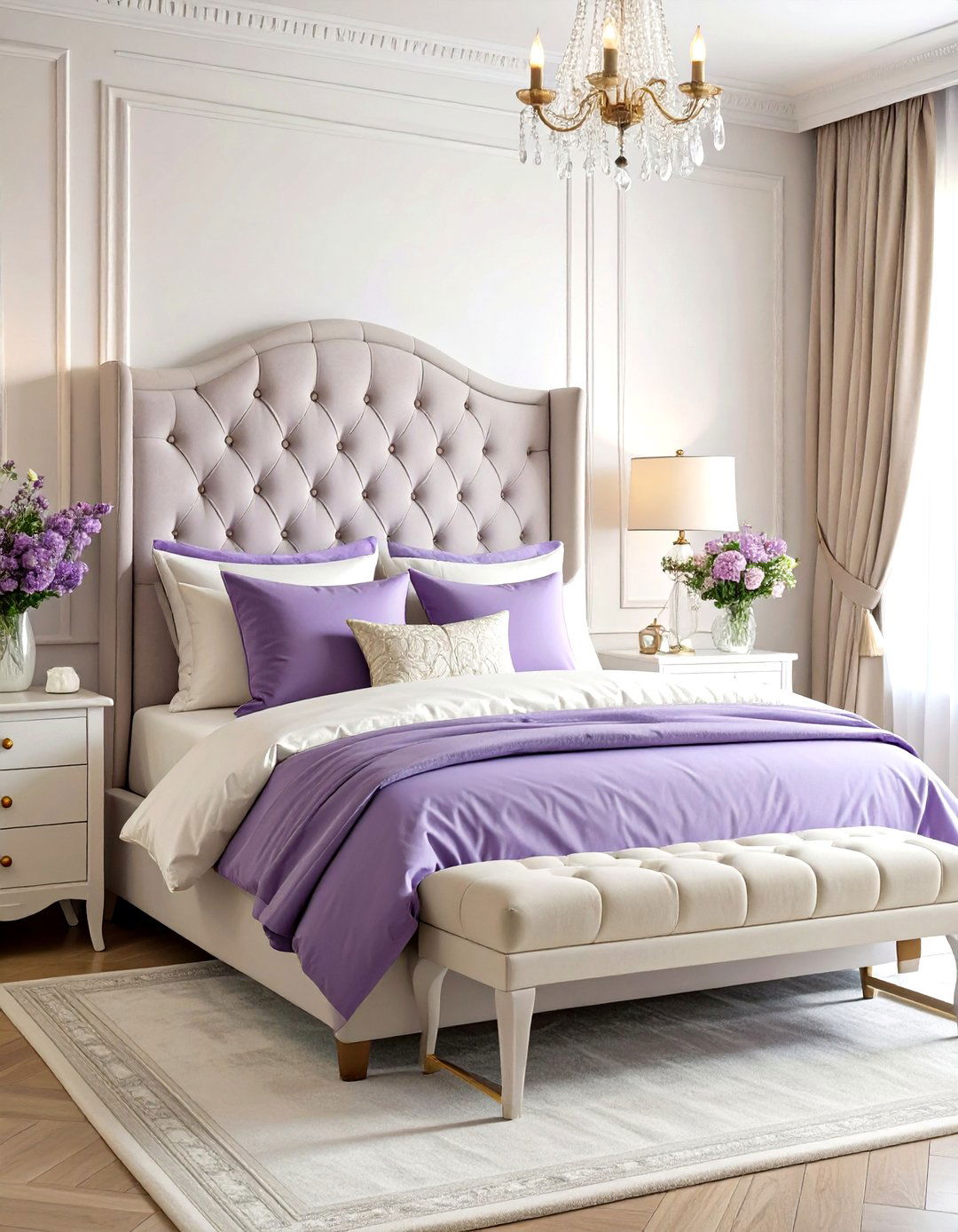 Pastel Bedroom Featuring Lavender and Cream Tones - 20 Pastel Bedroom Ideas