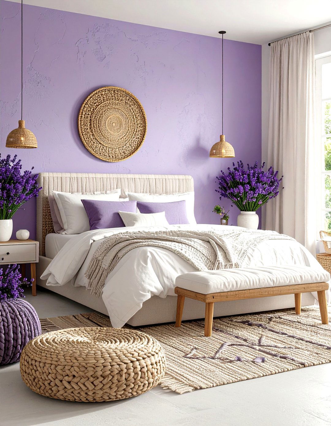 Pastel Bedroom with Textural Wall Treatments - 20 Pastel Bedroom Ideas