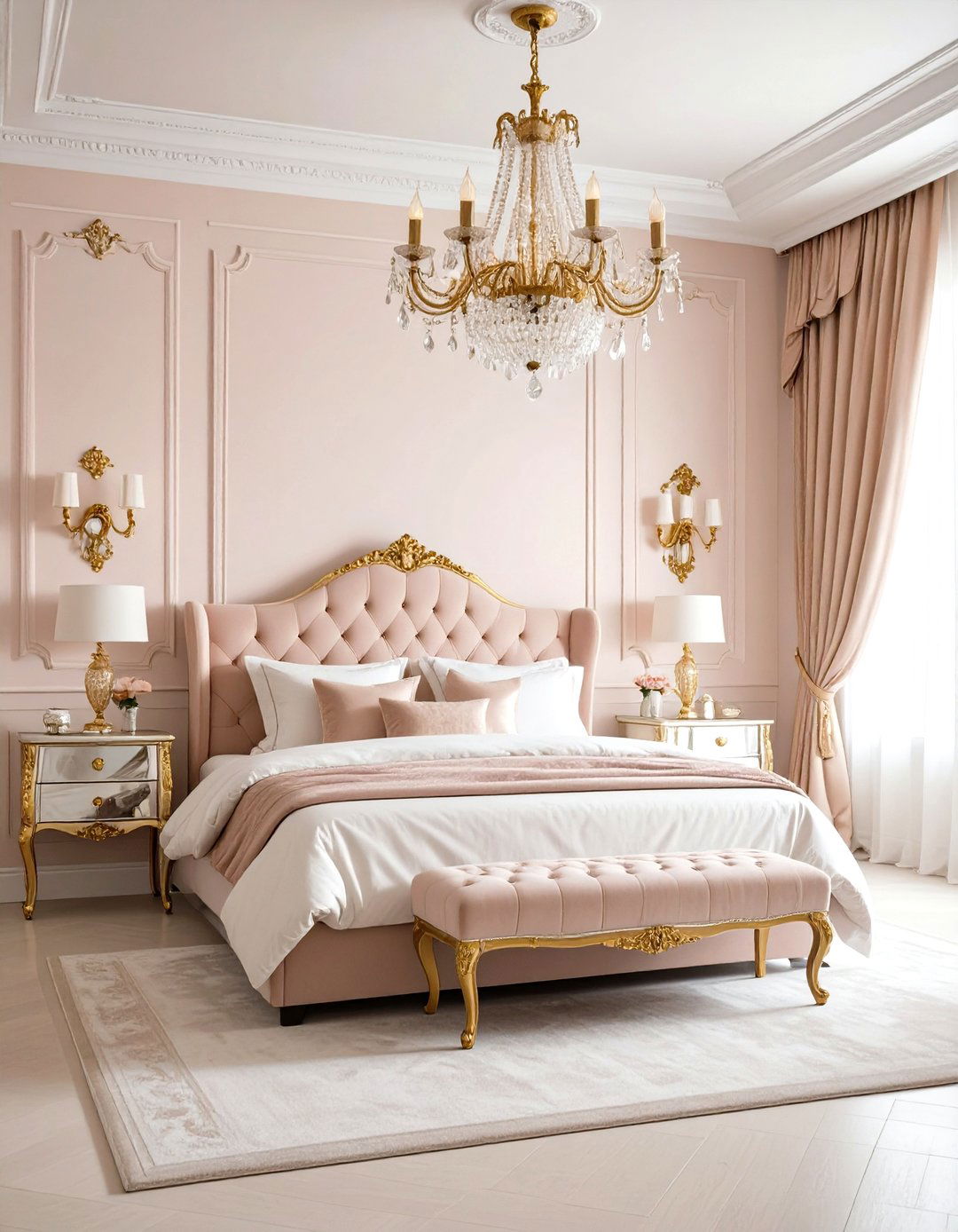 Pastel Bedroom with Vintage Glamour Touches - 20 Pastel Bedroom Ideas