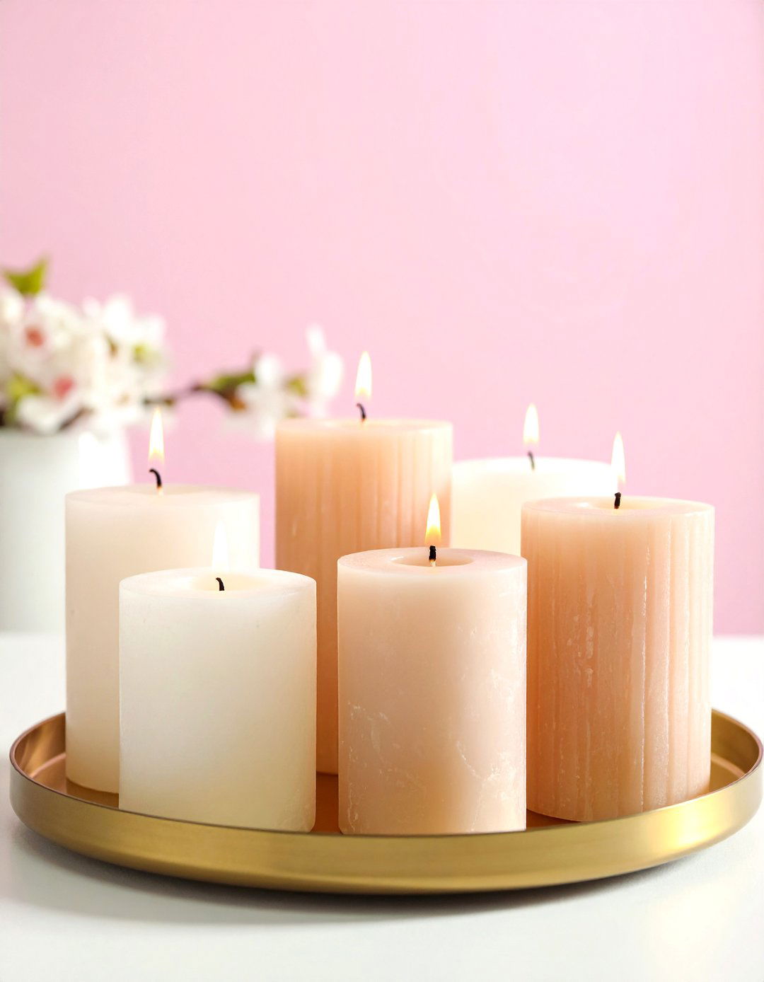 Pastel Candle Ensemble - 20 Spring Mantel Decor Ideas