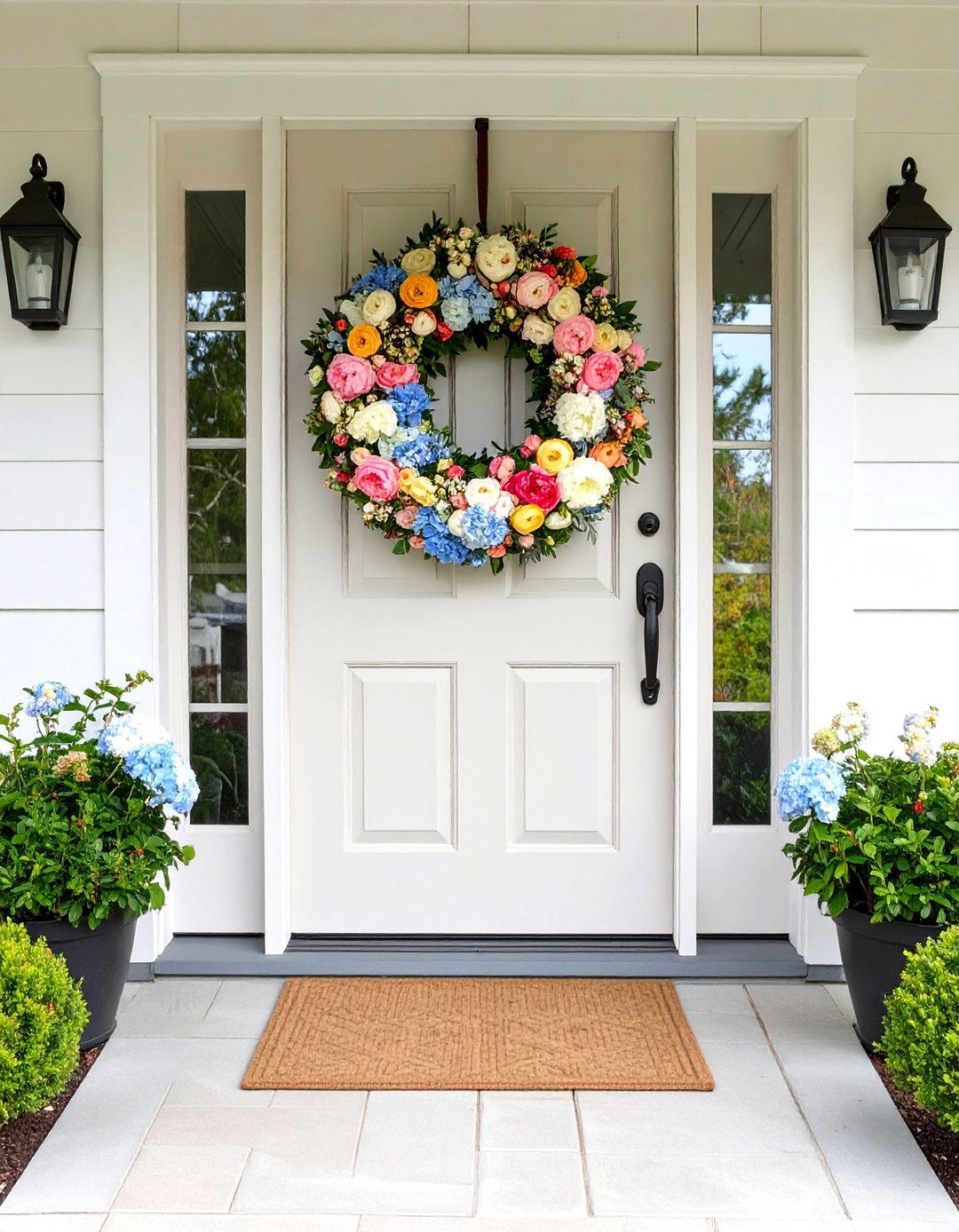 Pastel Floral Wreath - 20 Spring Front Door Decor Ideas