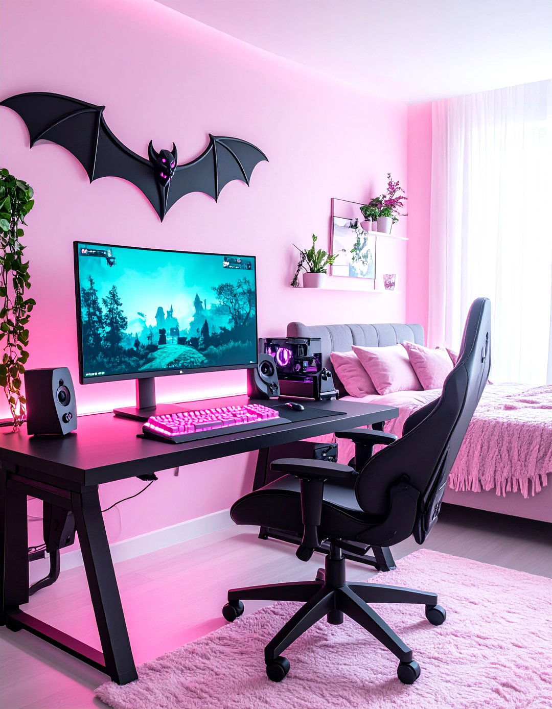 Pastel Goth Bat and Moon Wall Decals - 20 pastel goth bedroom ideas
