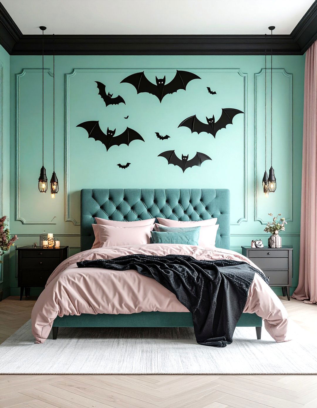 Pastel Goth Statement Wall Mural - 20 pastel goth bedroom ideas