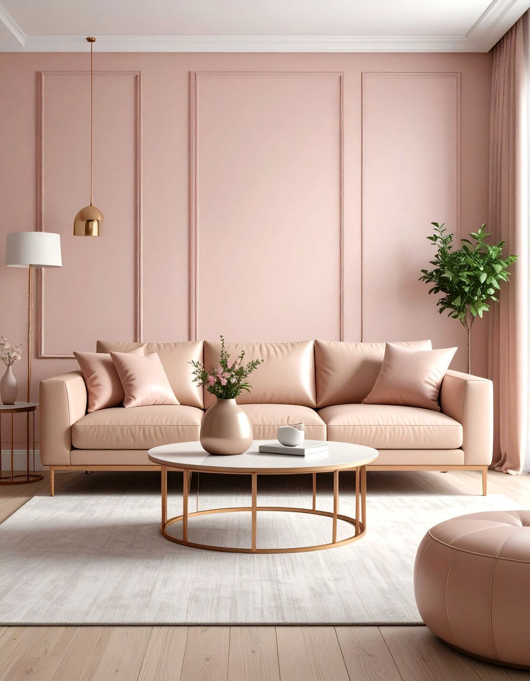 Pastel Living Room with Blush Pink Contemporary Minimalism - 20 Pastel Living Room Ideas