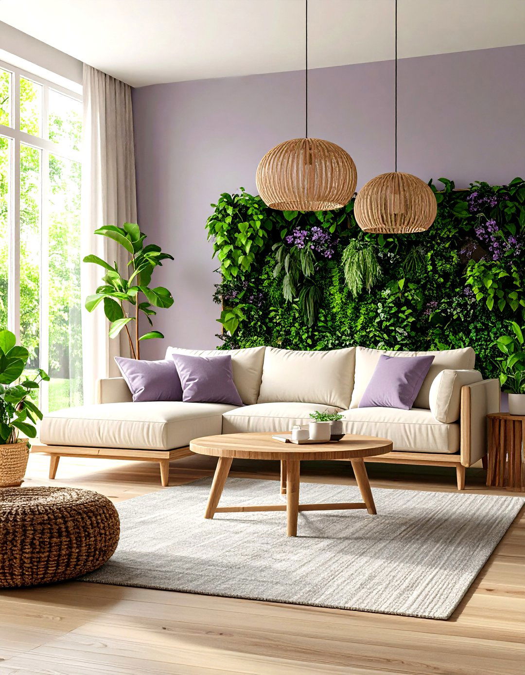Pastel Living Room with Lilac and Green Nature Harmony - 20 Pastel Living Room Ideas