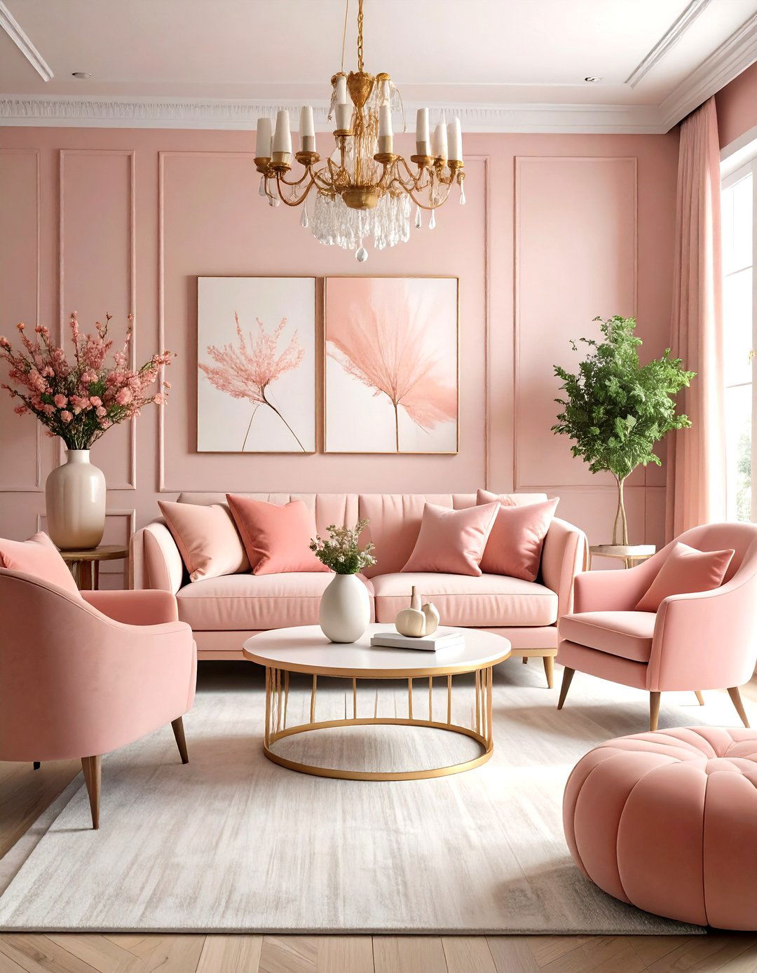 Pastel Living Room with Multi Tonal Pink Gradient - 20 Pastel Living Room Ideas