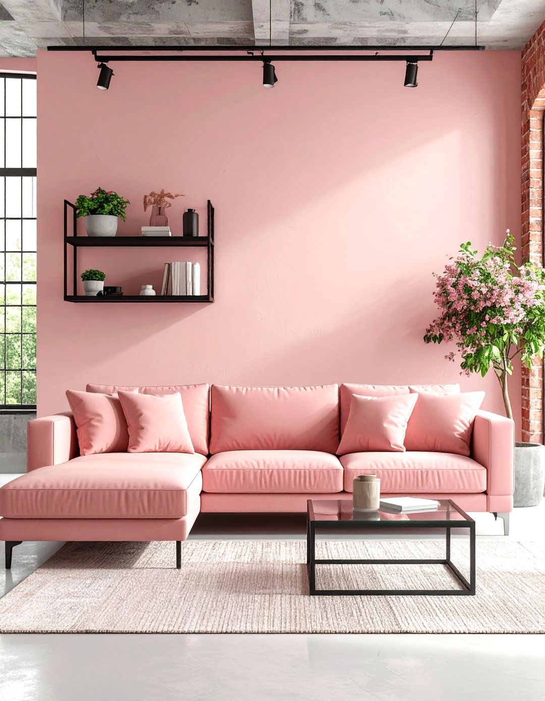 Pastel Living Room with Peachy Pink Industrial Fusion - 20 Pastel Living Room Ideas