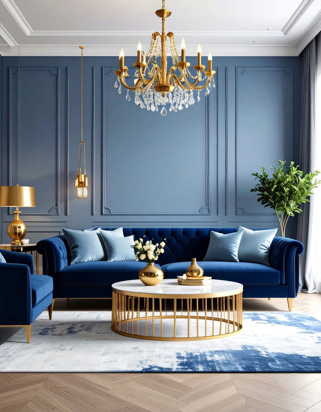 Pastel Living Room with Soft Blue and Gold Luxury - 20 Pastel Living Room Ideas
