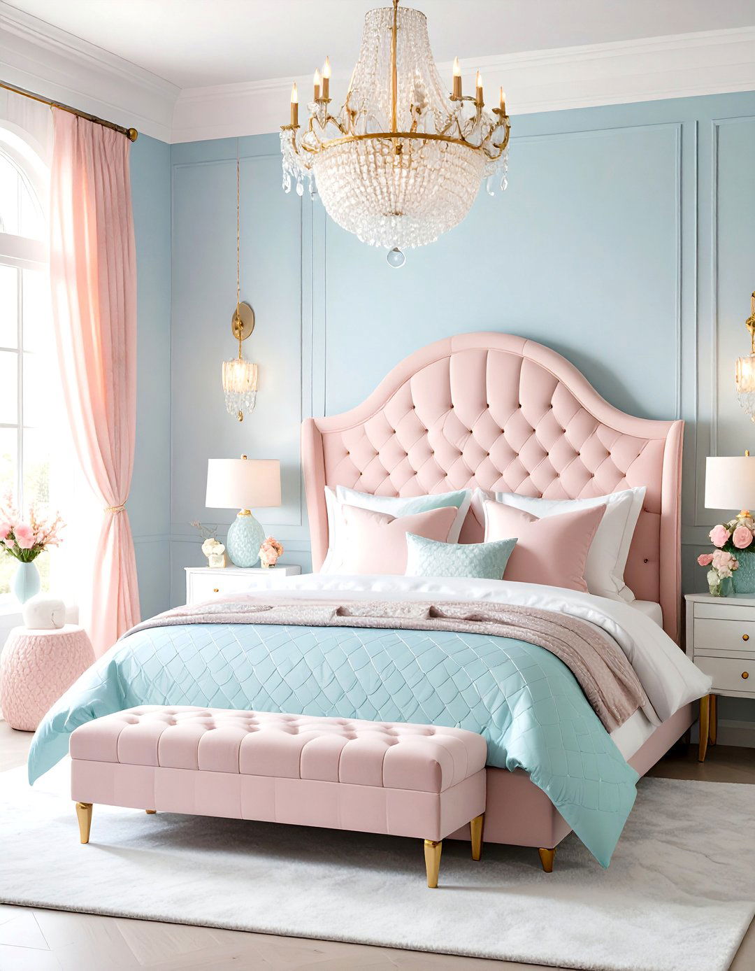 Pastel Mermaid Bedroom with Scalloped Headboard - 20 Mermaid Bedroom Ideas