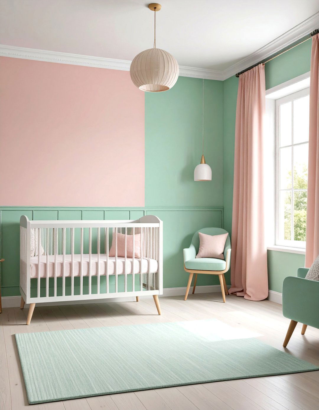 Pastel Mint Bottom Blush Pink Top - 20 Two Tone Wall Paint Ideas