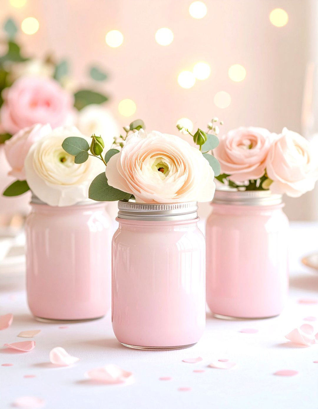 Pastel Ombre Painted Trio - 20 Mason Jar Centerpiece Ideas