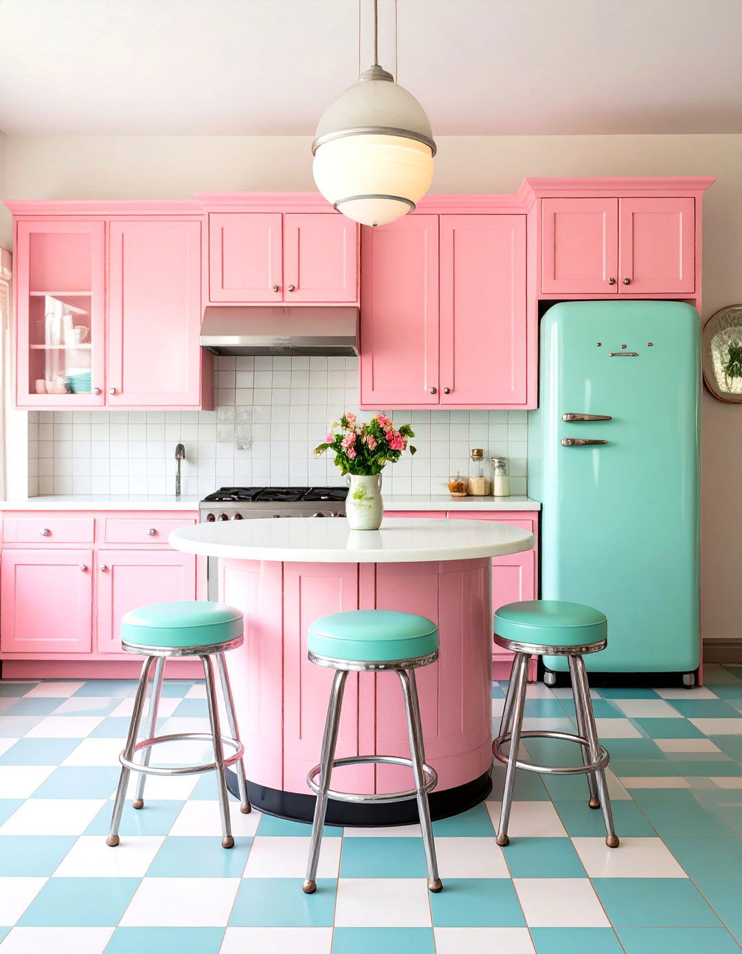 Pastel Pink Kitchen Vintage Diner - 20 Pink Kitchen Ideas
