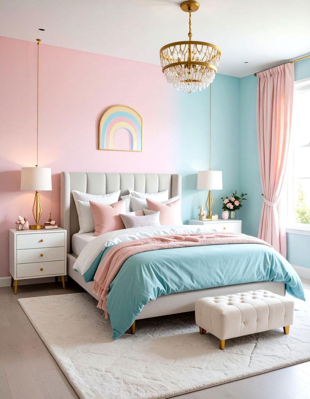Pastel Rainbow Walls - 20 Unicorn Bedroom Ideas