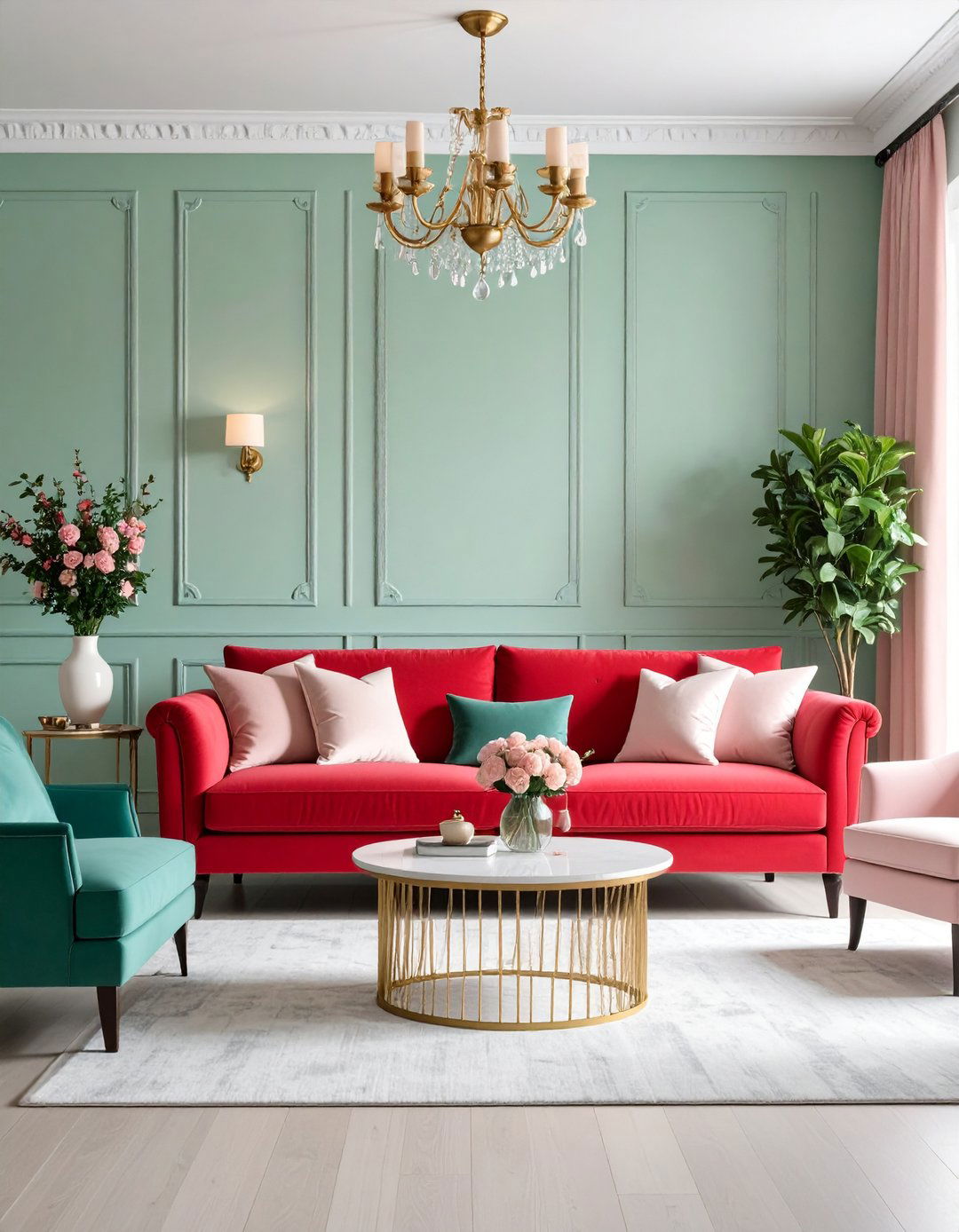 Pastel and Red Couch Living Room Softness - 20 Red Couch Living Room Ideas
