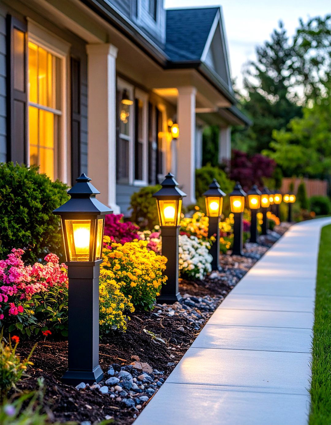 Path to Porch Integrated Lighting Scheme - 20 Front Porch Lighting Ideas