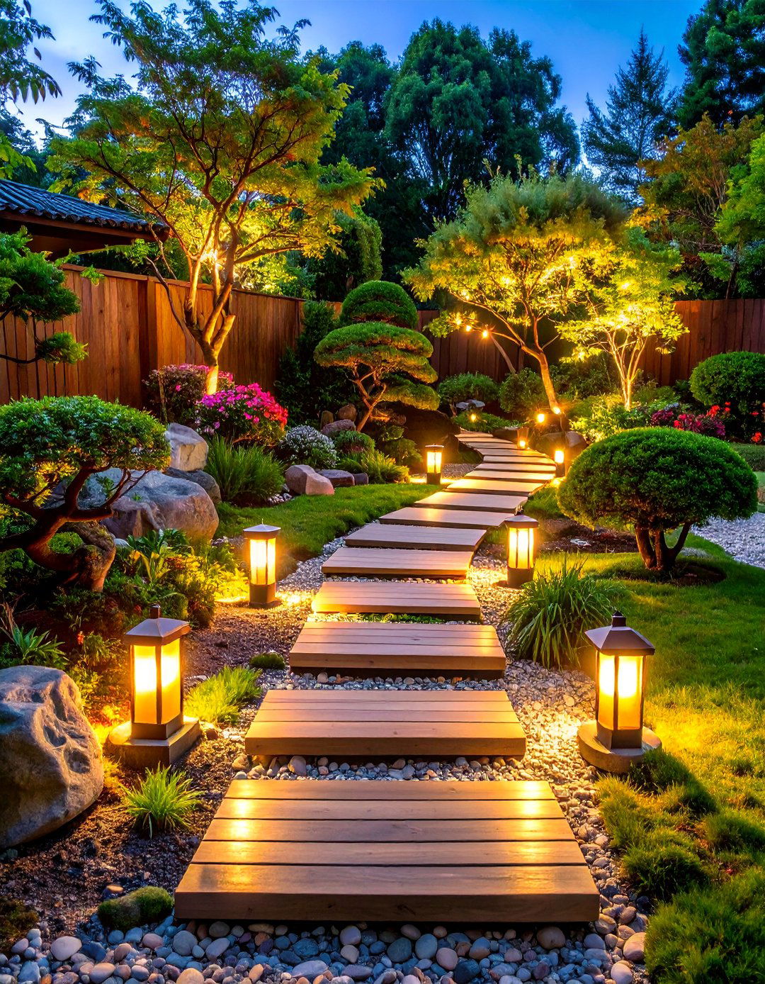 Pathway Lighting Bonsai Garden - 20 Bonsai Garden Ideas