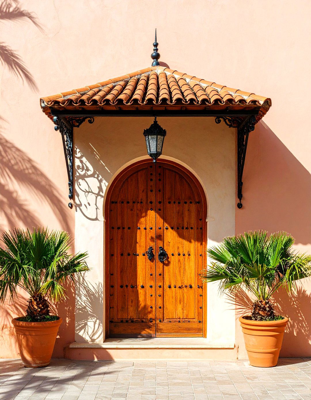Patinaed Copper Canopies over Doors - 20 Spanish Style Front Door Ideas