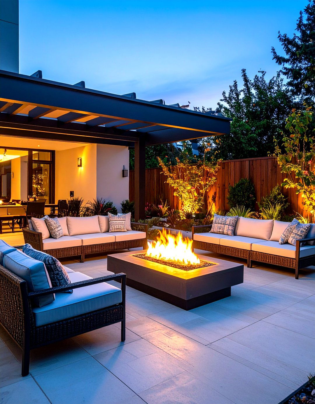 Patio Privacy Fire Feature Screen - 20 Patio Privacy Ideas