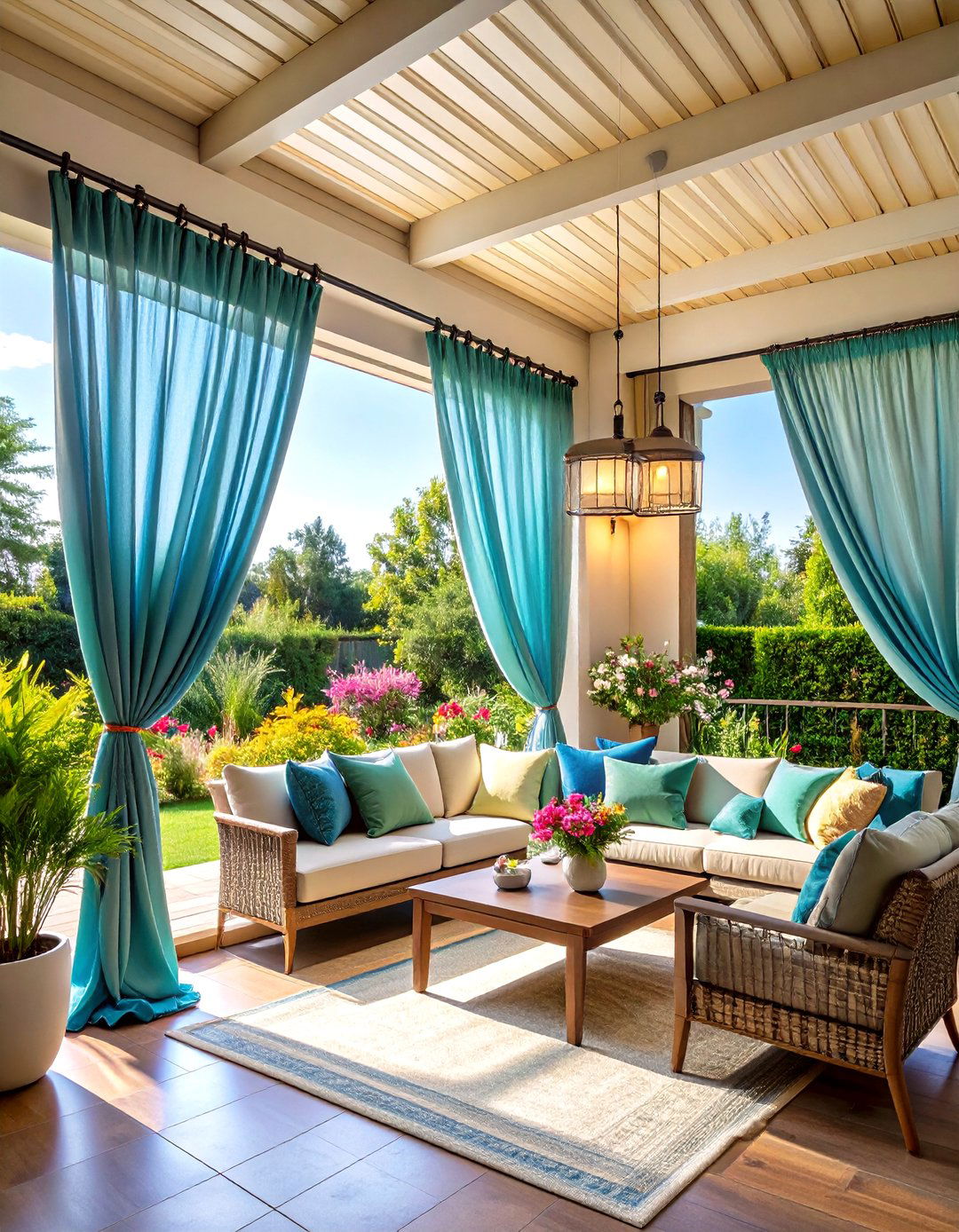 Patio Privacy Outdoor Curtain System - 20 Patio Privacy Ideas