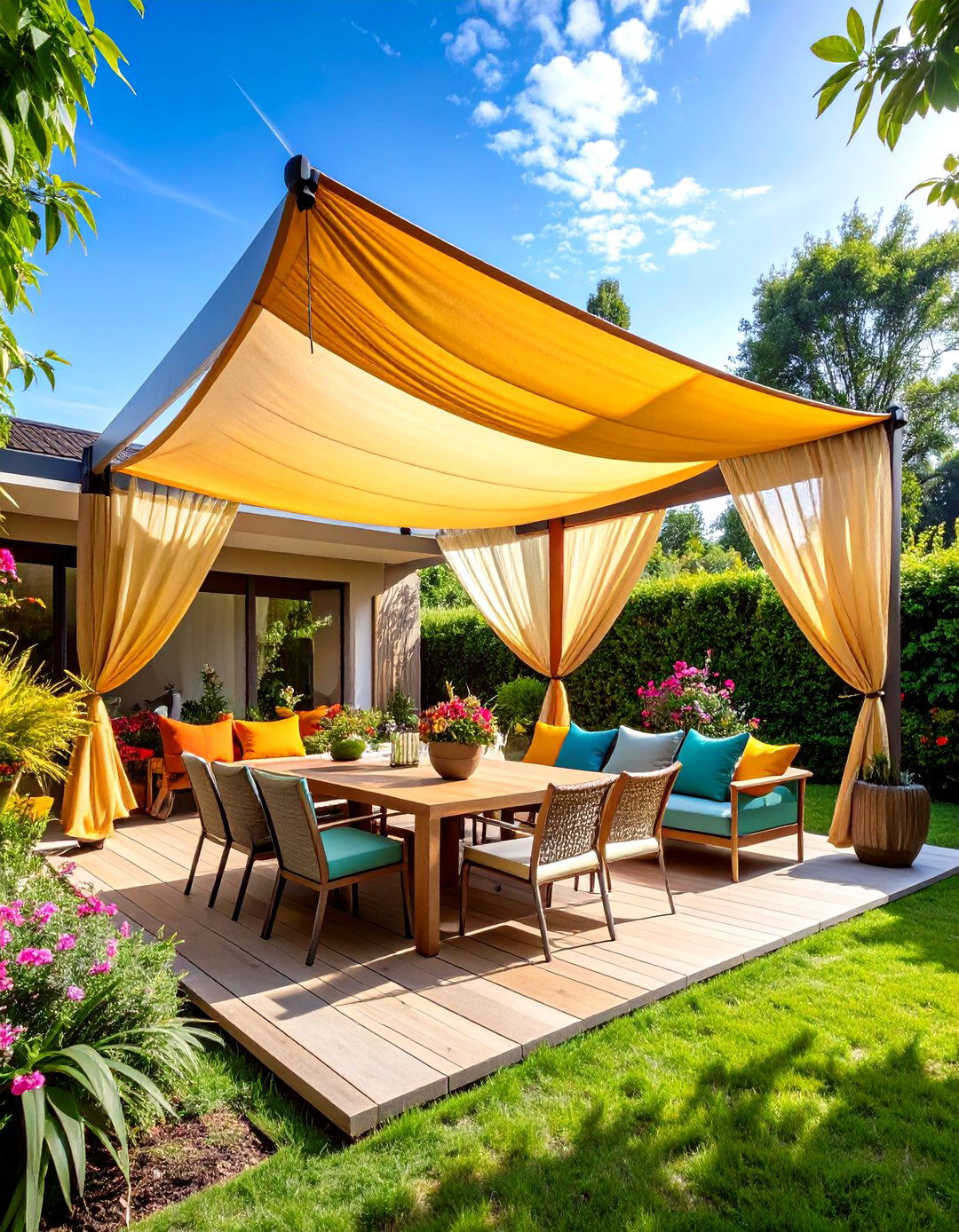 Patio Privacy Shade Sail Configuration - 20 Patio Privacy Ideas