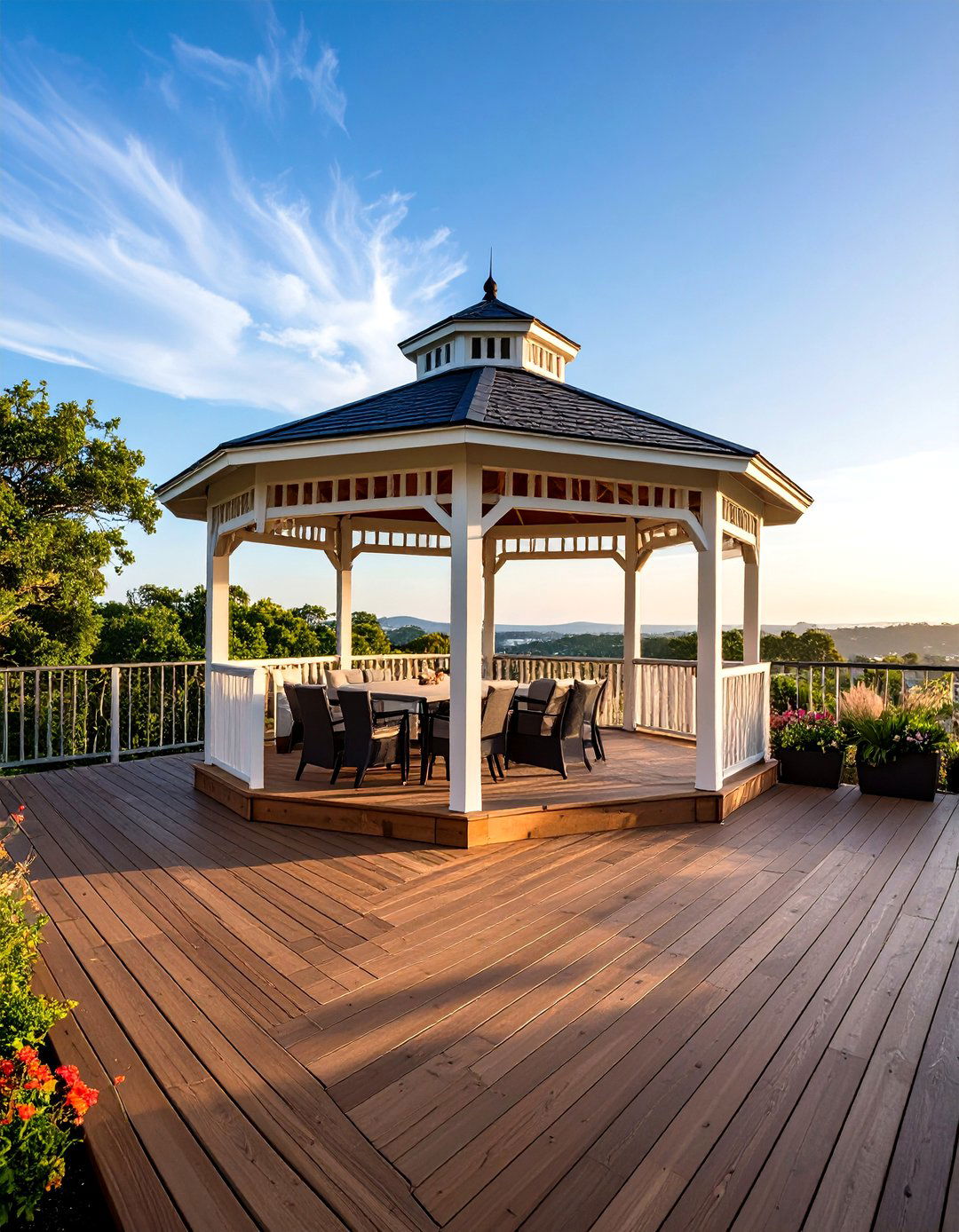 Patio with a Gazebo on Raised Deck Flooring - 20 patio with a gazebo ideas