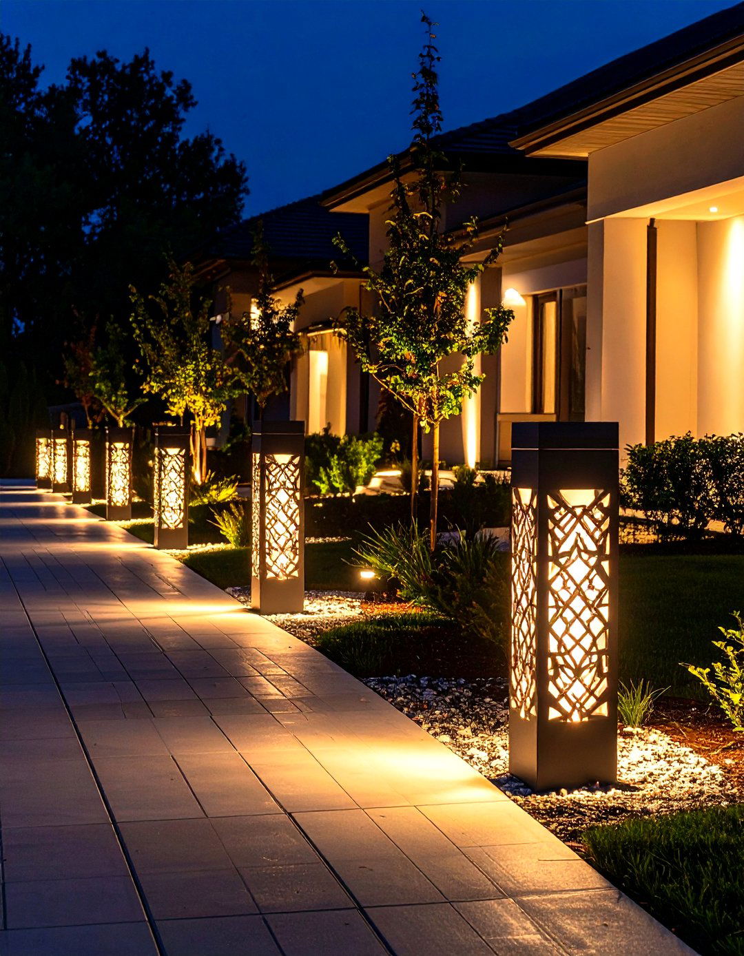 Pattern Casting Bollard Driveway Lighting - 20 Driveway Lighting Ideas