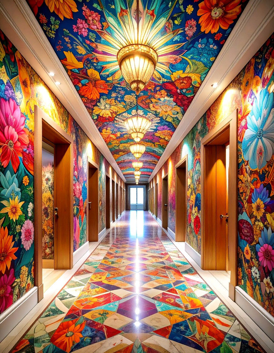 Pattern Drenched Hallway Wallpaper Layers for Maximalist Impact - 20 Hallway Wallpaper Ideas