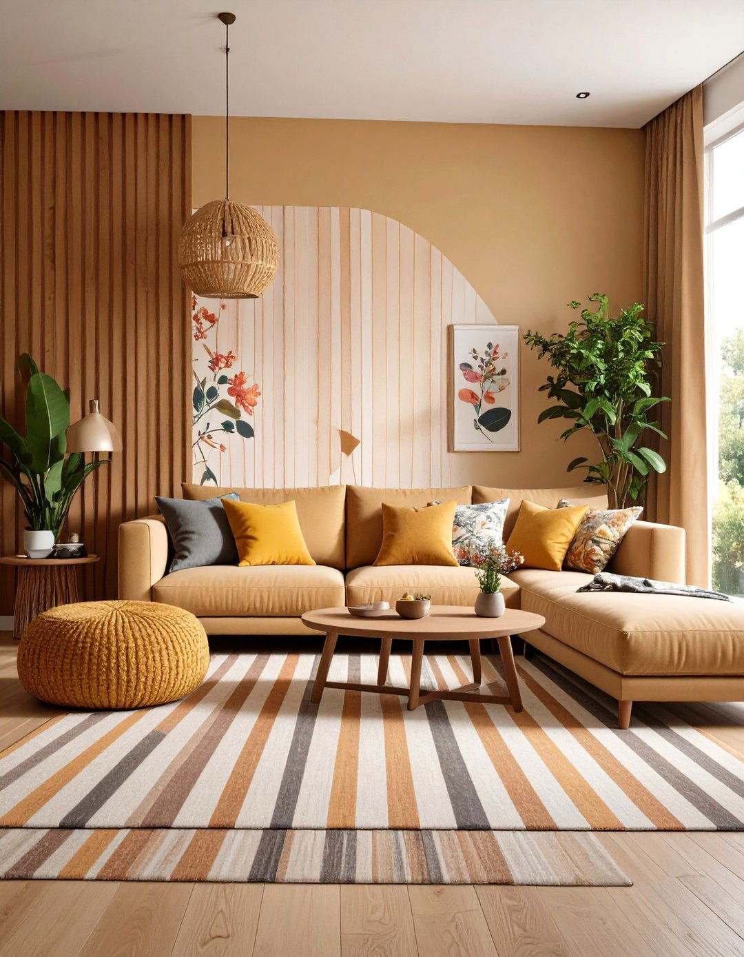 Pattern Mixing on a Tan Canvas - 20 Tan Living Room Ideas