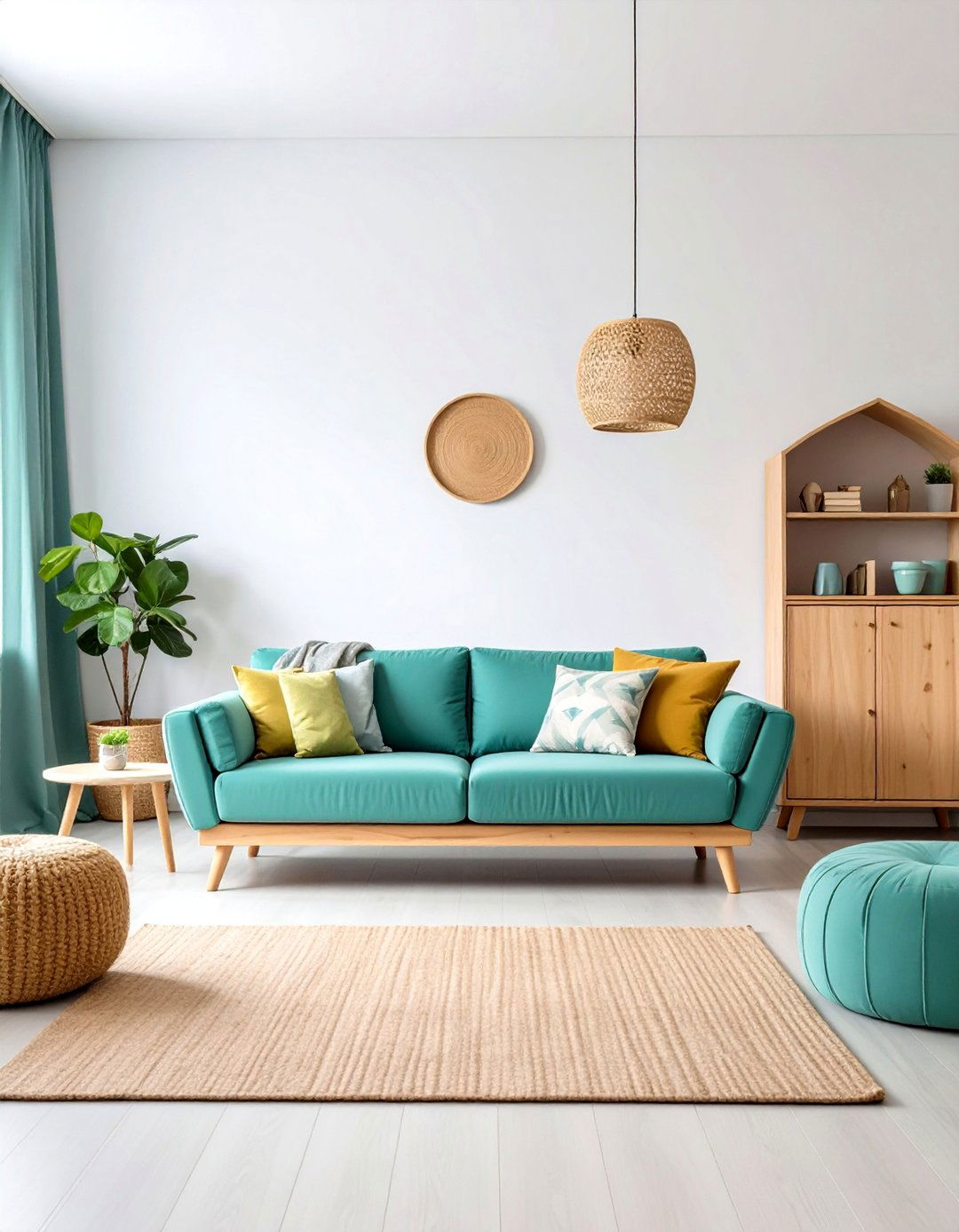 Pattern Play with Teal - 20 Teal Couch Living Room Ideas