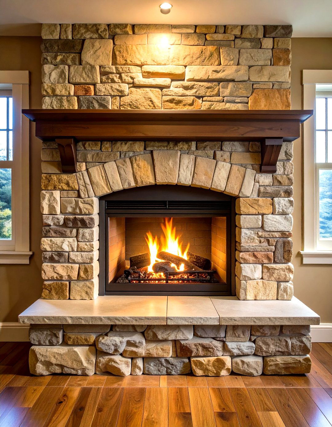 Patterned Cement Tile Fireplace Backsplash with Personality - 20 Fireplace Backsplash Ideas