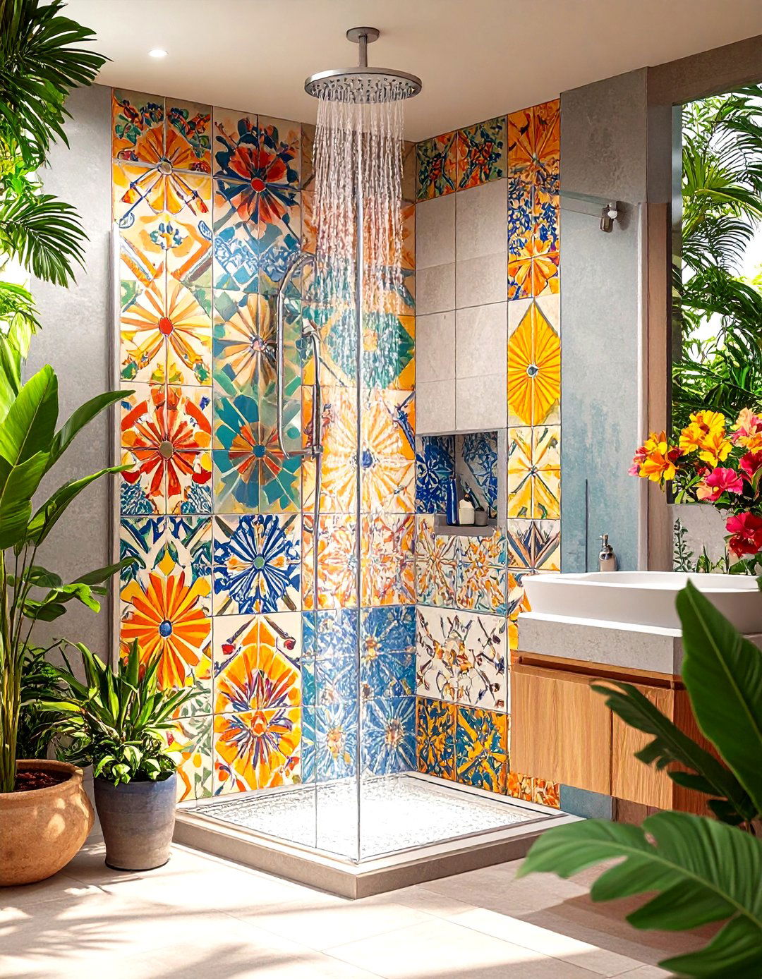 Patterned Cement Tiles - 20 Shower Surround Ideas
