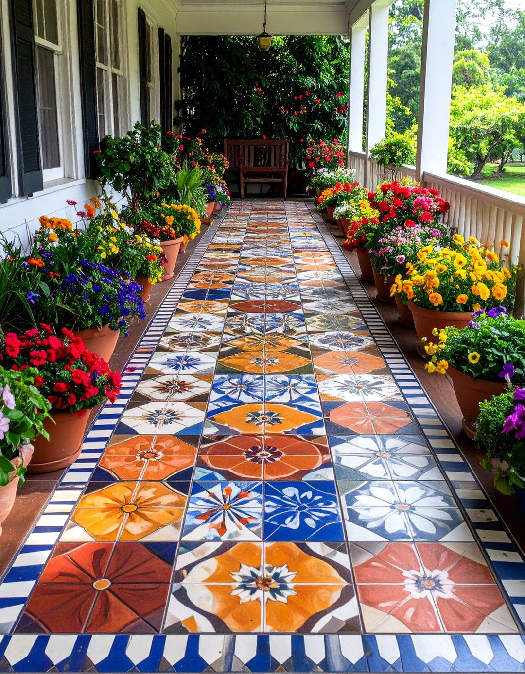Patterned Floor Tiles - 20 Victorian Porch Ideas