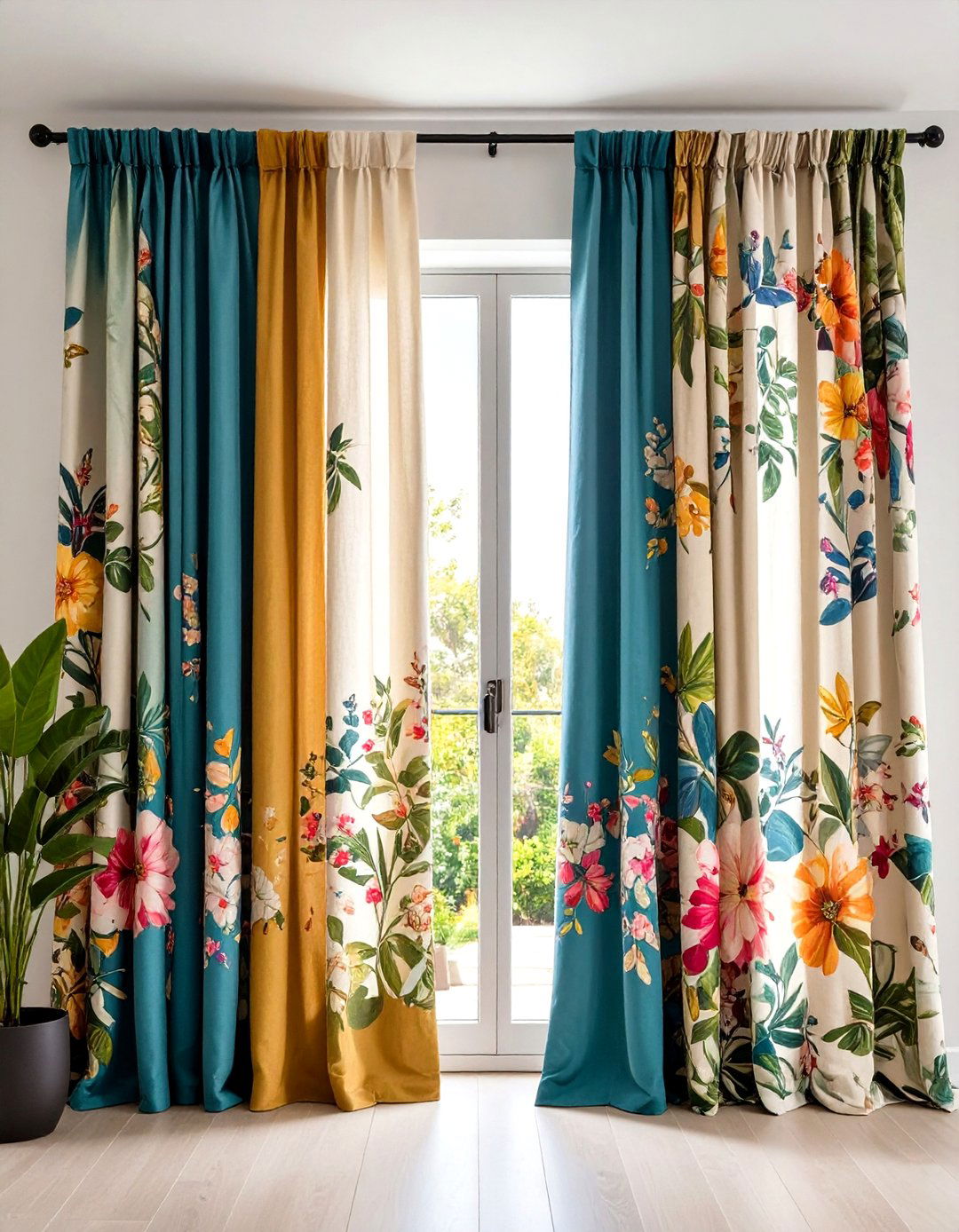 Patterned Linen Curtains - 20 Sliding Door Curtain Ideas