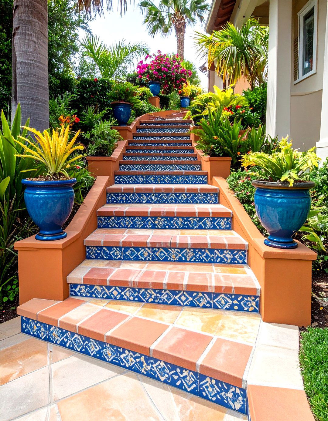 Patterned Patio Steps - 20 Sloped Garden Ideas
