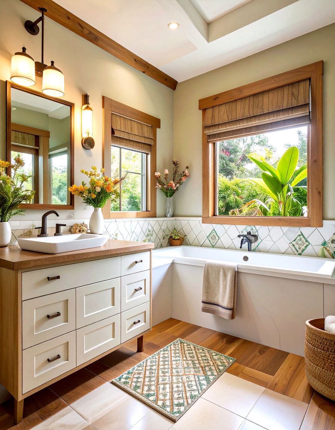 Patterned Print Hexagon Tiles for Artistic Expression - 20 Hexagon Tiles Ideas for Bathrooms