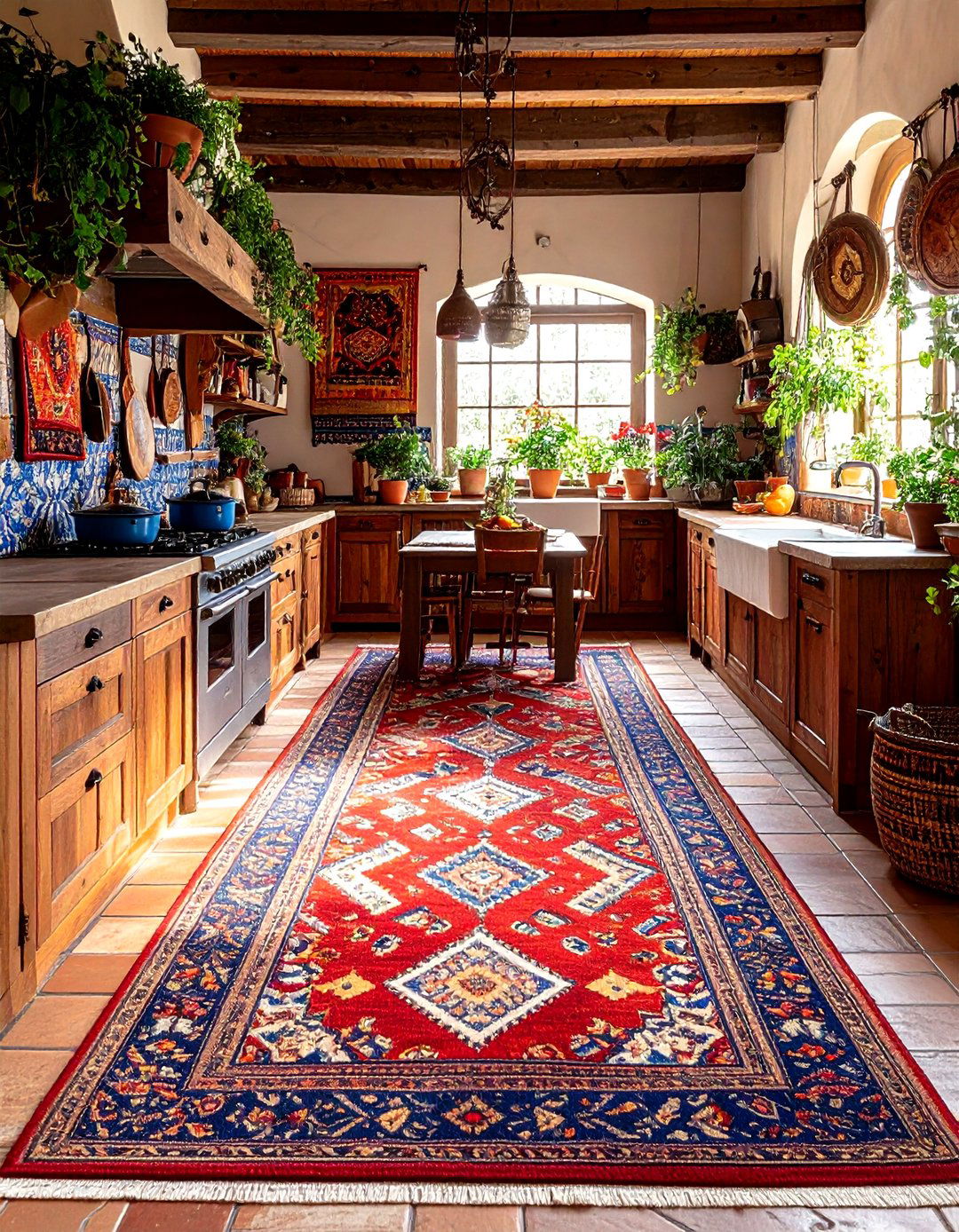 Patterned Rug Runners - 20 Tudor Kitchen Ideas