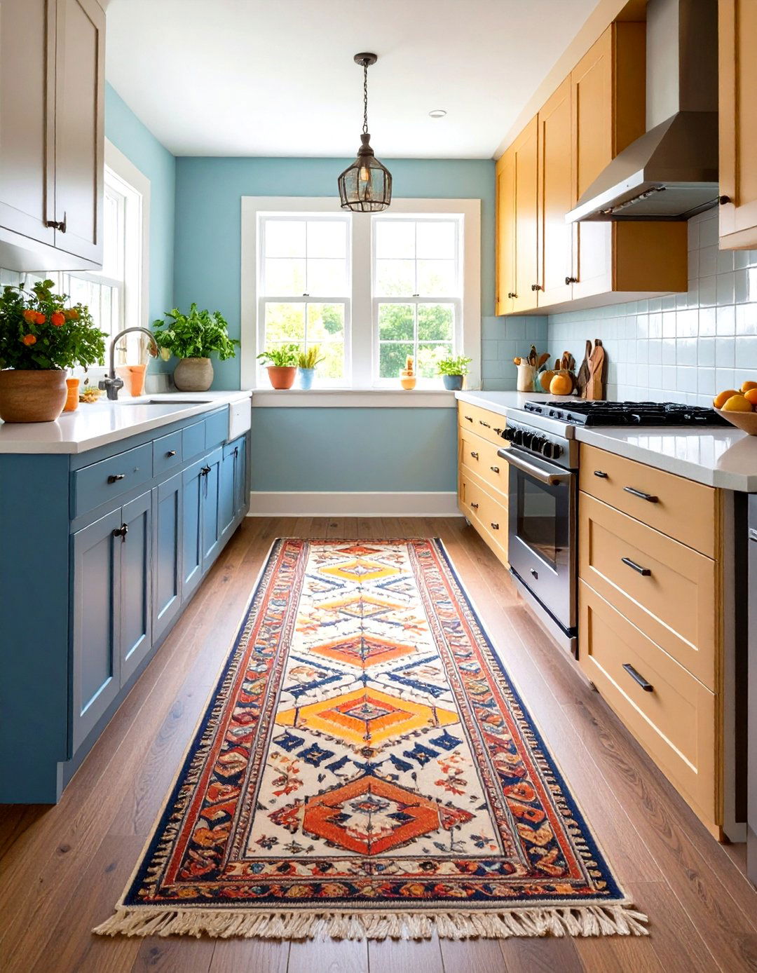 Patterned Runner - 20 Small Galley Kitchen Ideas on a Budget