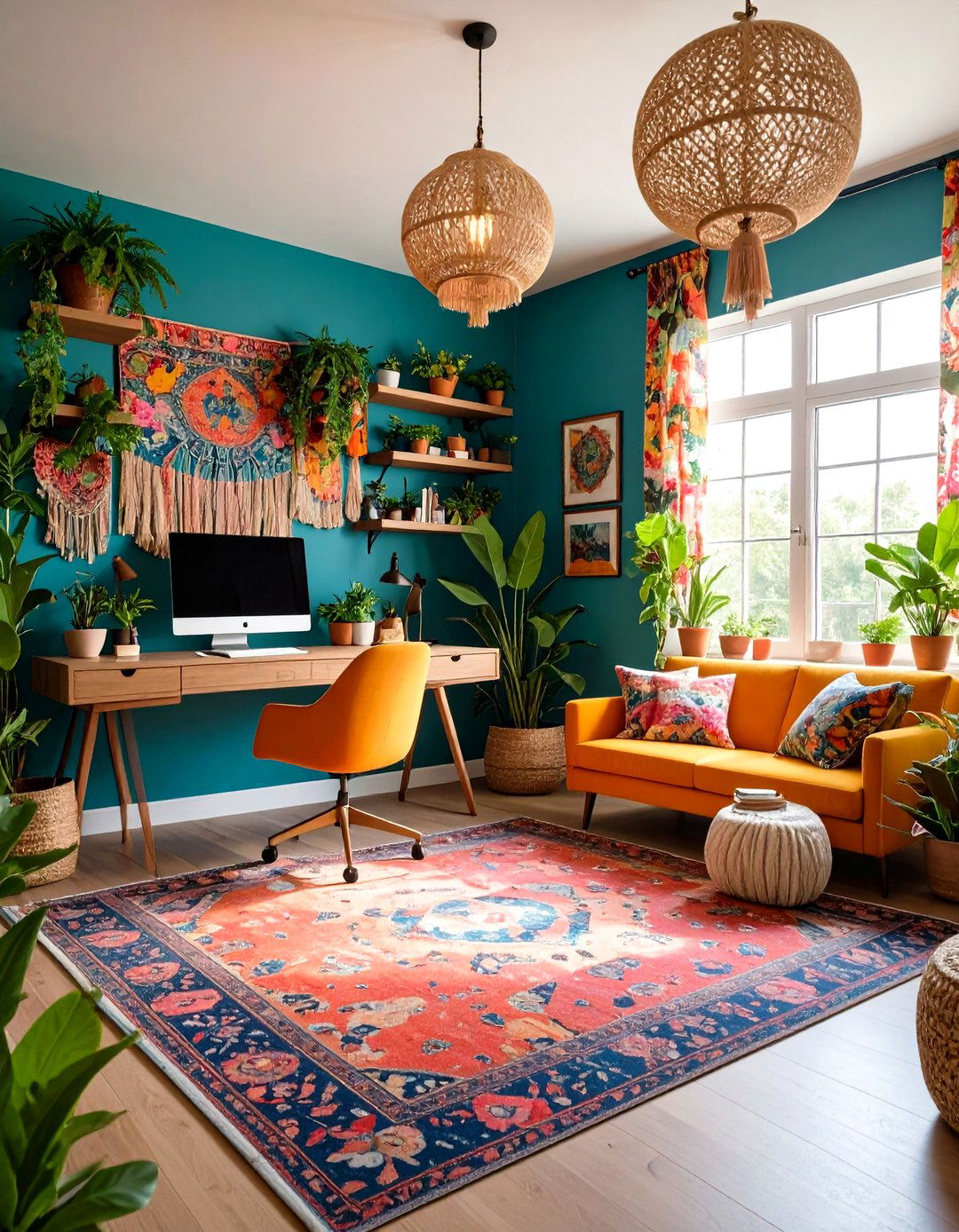 Patterned Throw Pillows to Cozy Up Your Bohemian Home Office - 20 Bohemian Home Office Ideas