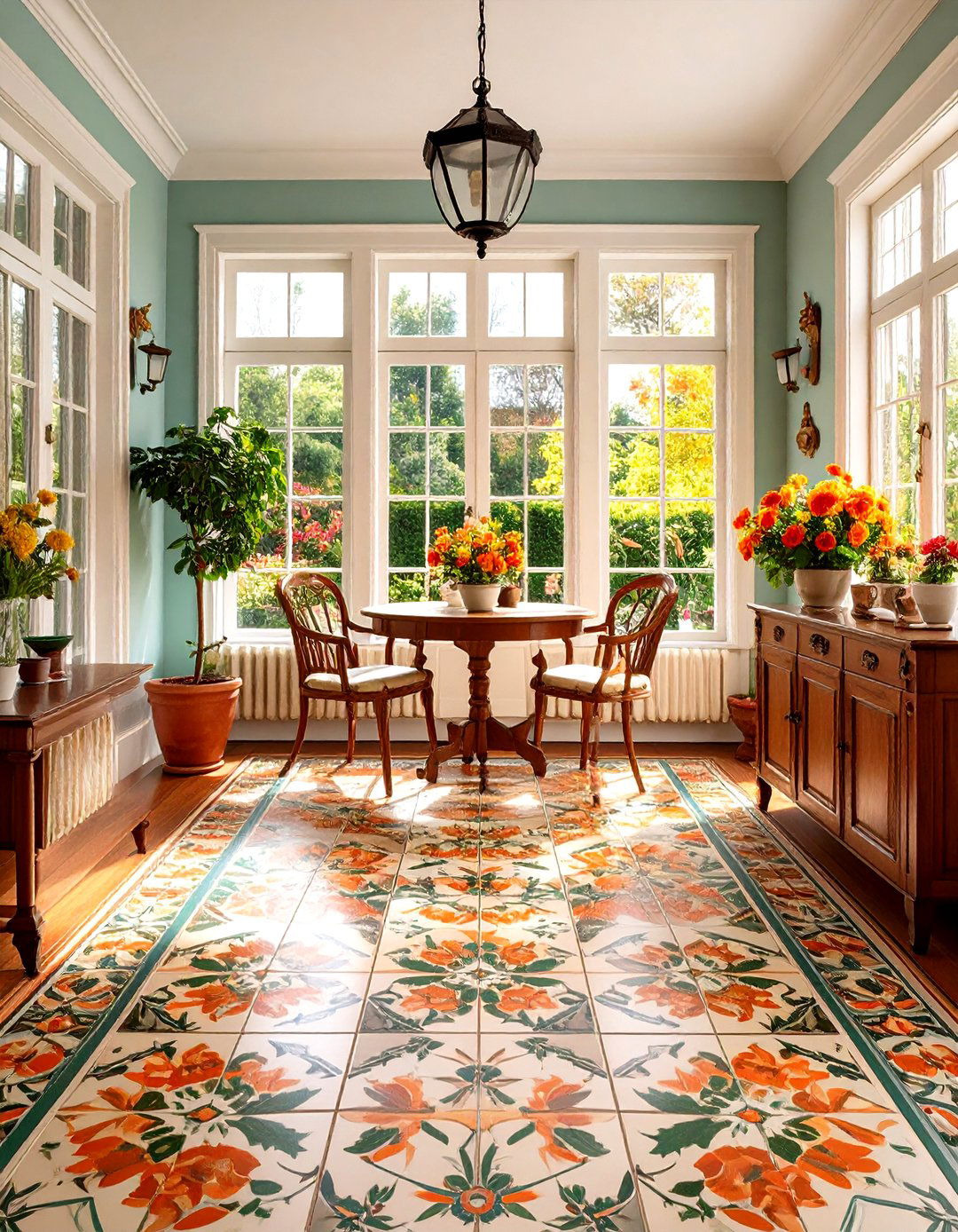 Patterned Tile Flooring - 20 Victorian Sunroom Ideas