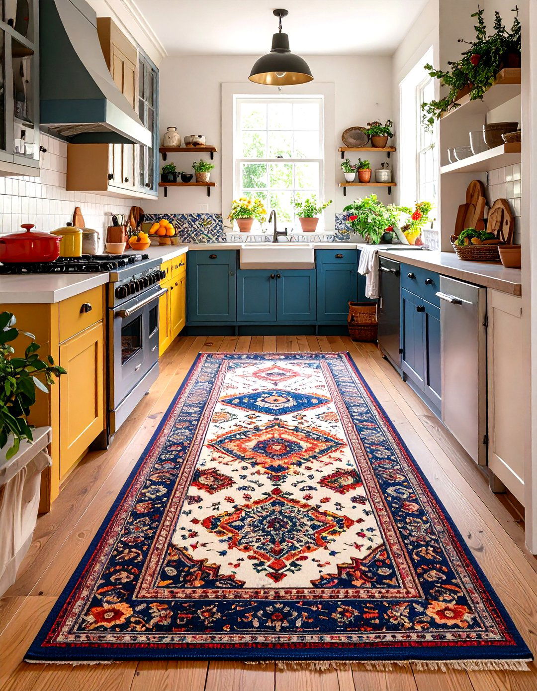 Patterned Vintage Rug - 20 Small Galley Kitchen Ideas on a Budget