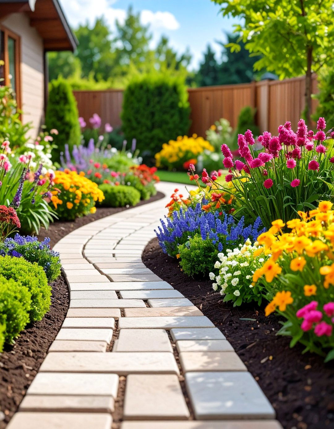 Paver Garden Edging for Structured Elegance - 20 Garden Edging Ideas