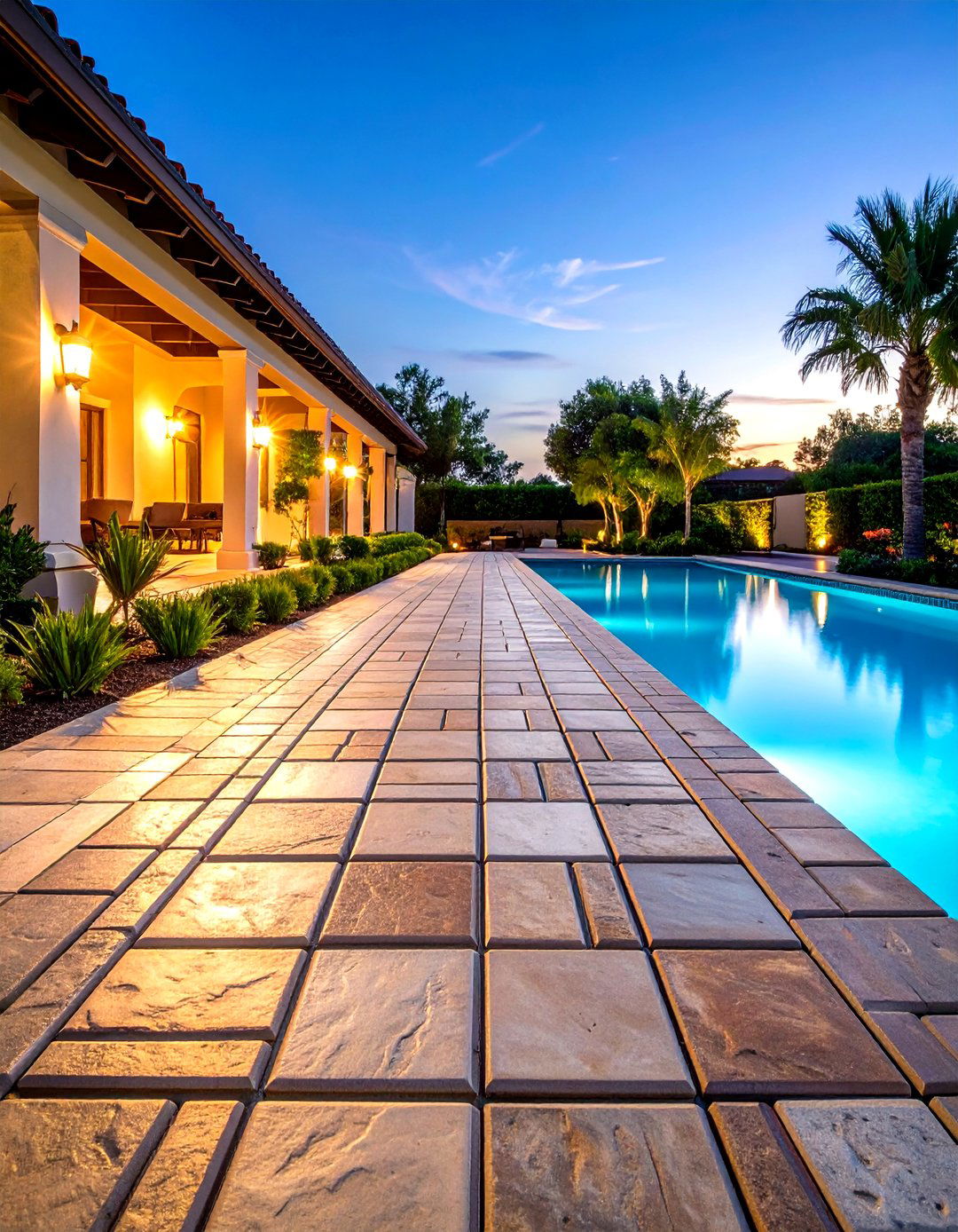 Paver Pool Walkway with Running Bond Pattern - 20 Pool Walkway Ideas
