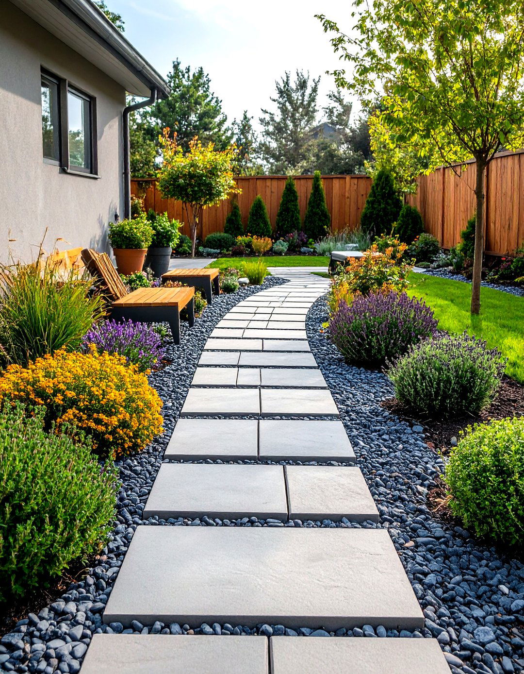 Paver and Stepping Stone Layout - 20 Small Backyard Patio Ideas