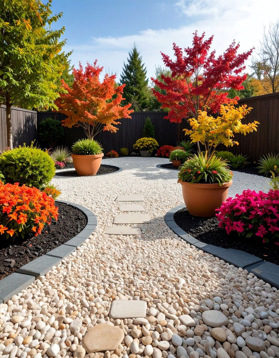 Pea Gravel Courtyard Front Yard Patio - 20 Front Yard Patio Ideas