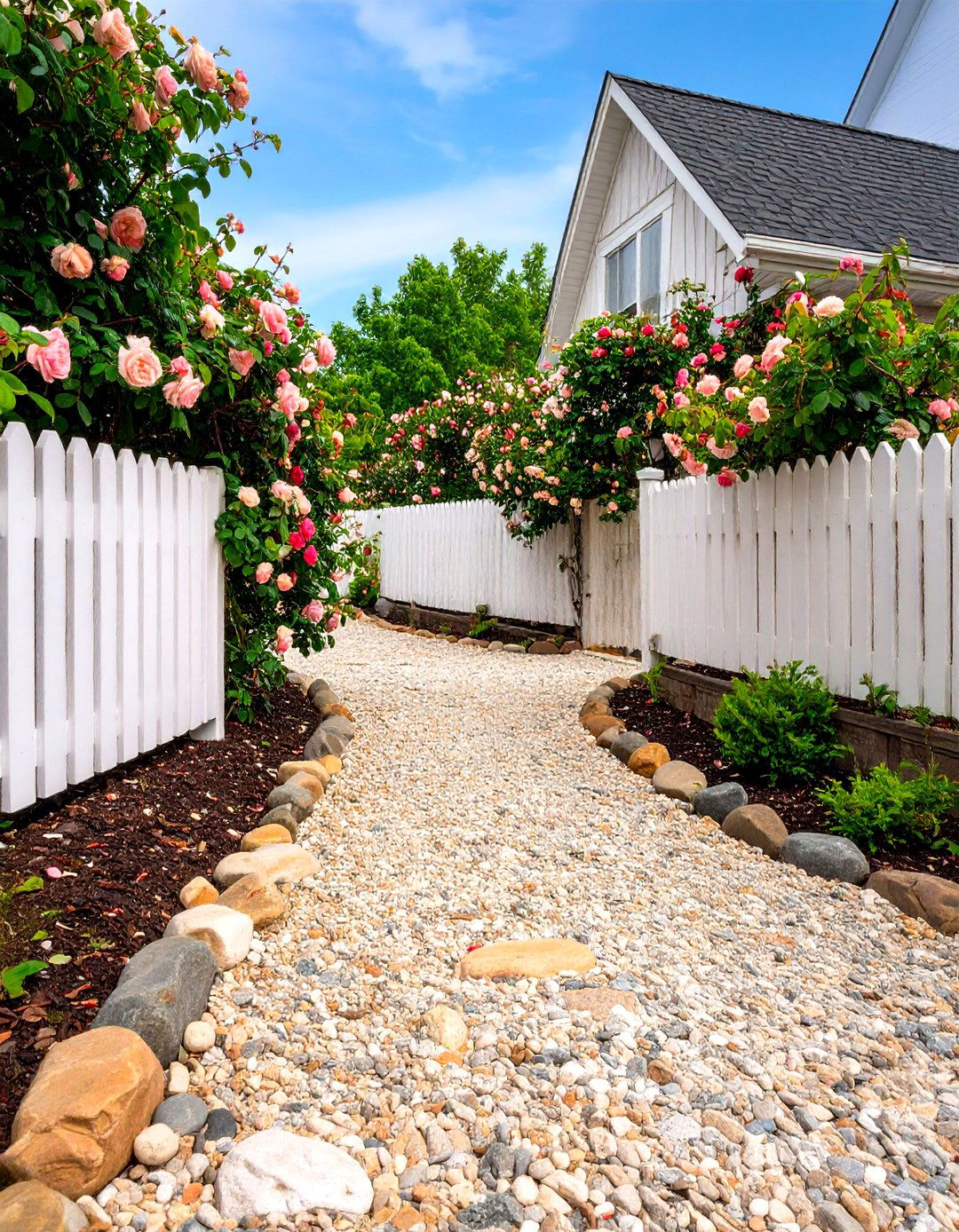 Pea Gravel Driveway for Soft Curb Appeal - 20 Gravel Driveway Ideas